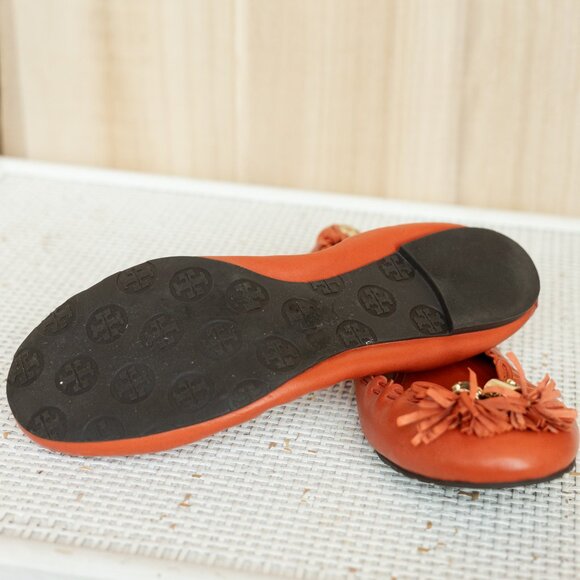 Tory Burch | Reese Orange Mestico Tassel Flats - Picture 2 of 2